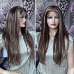 Натуральный парик имитация кожи славянка волосы коричневые 70 см