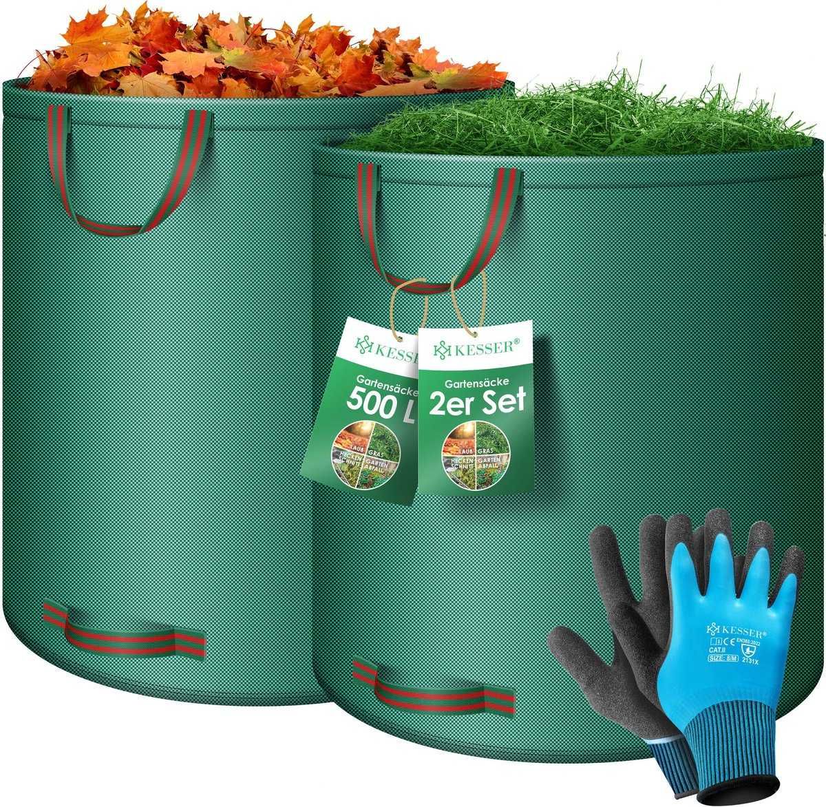 Zestaw worków ogrodowych KESSER® Worek na liście odpady 2x500L zielone