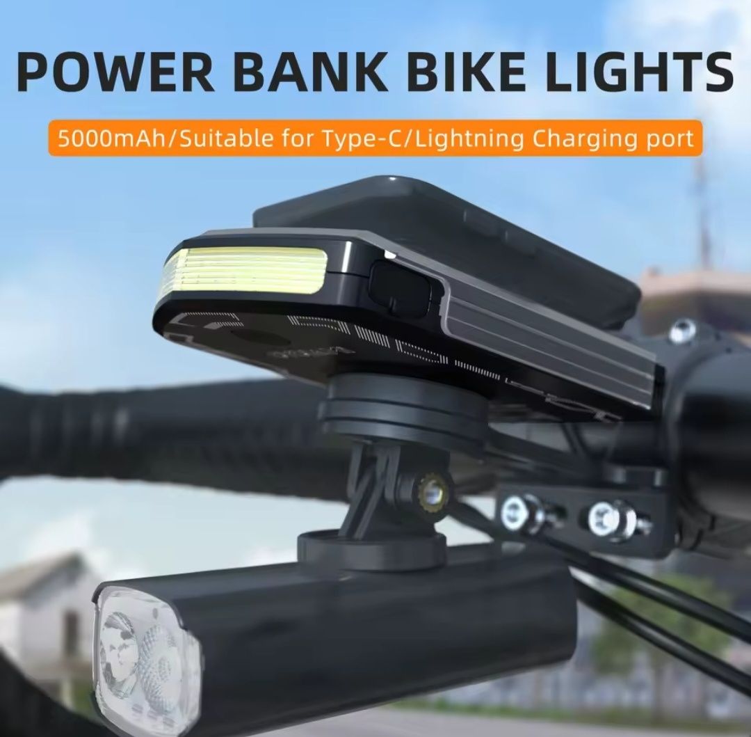 Światło rowerowe powerbank 5000mah
