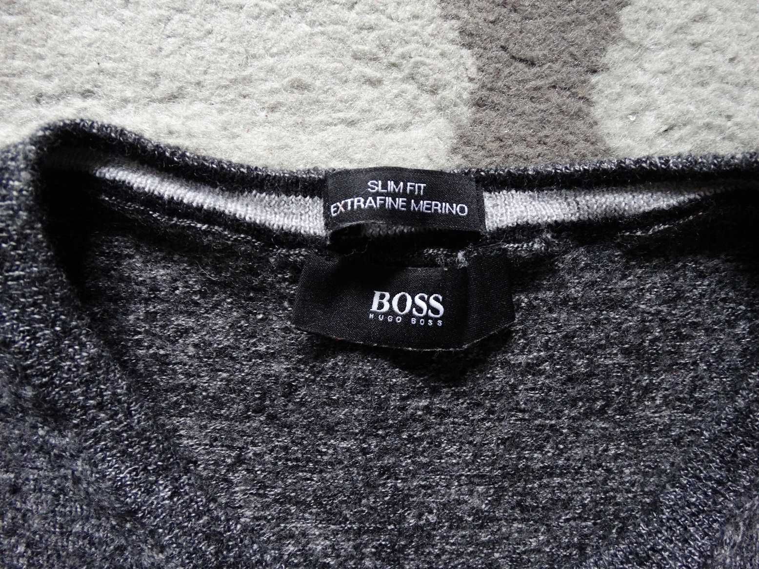 Sweterek Hugo Boss rozm. 140cm slim fit elegancki szary wełniany