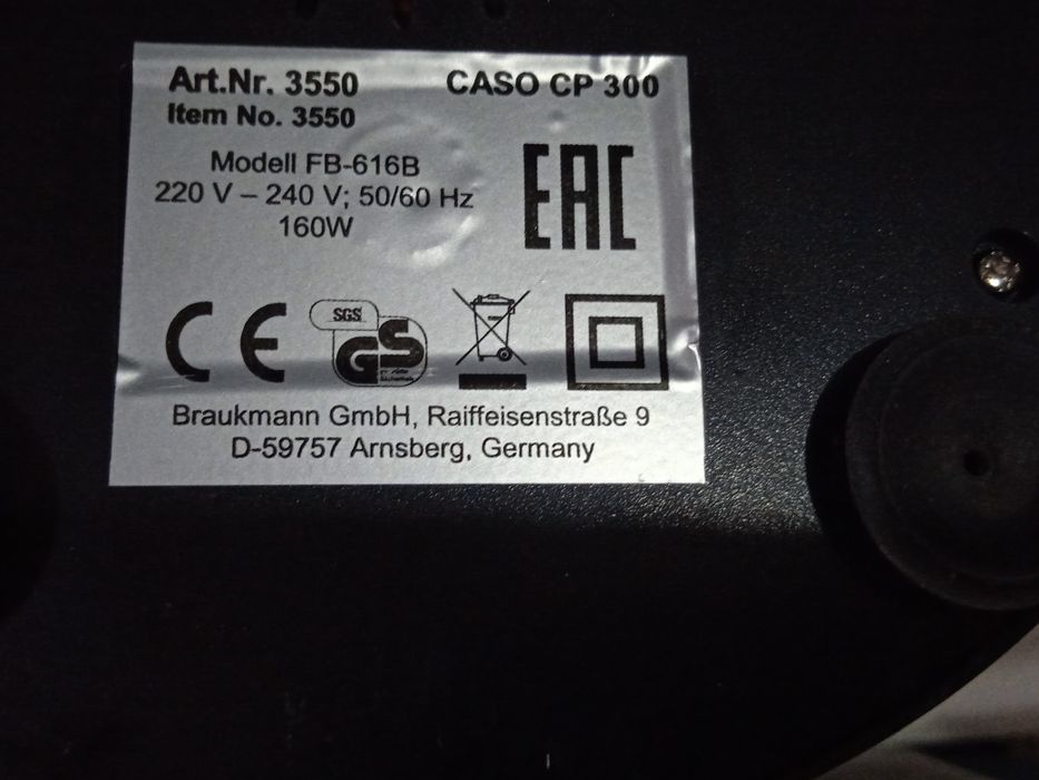 Wyciskarka do owoców CASO CP 300 Nowa