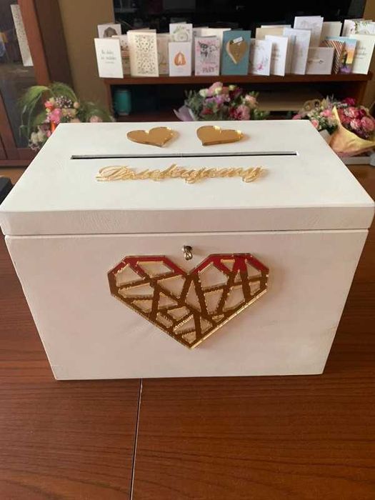 Pudełko (skrzynka) na koperty w stylu glamour. Ślub