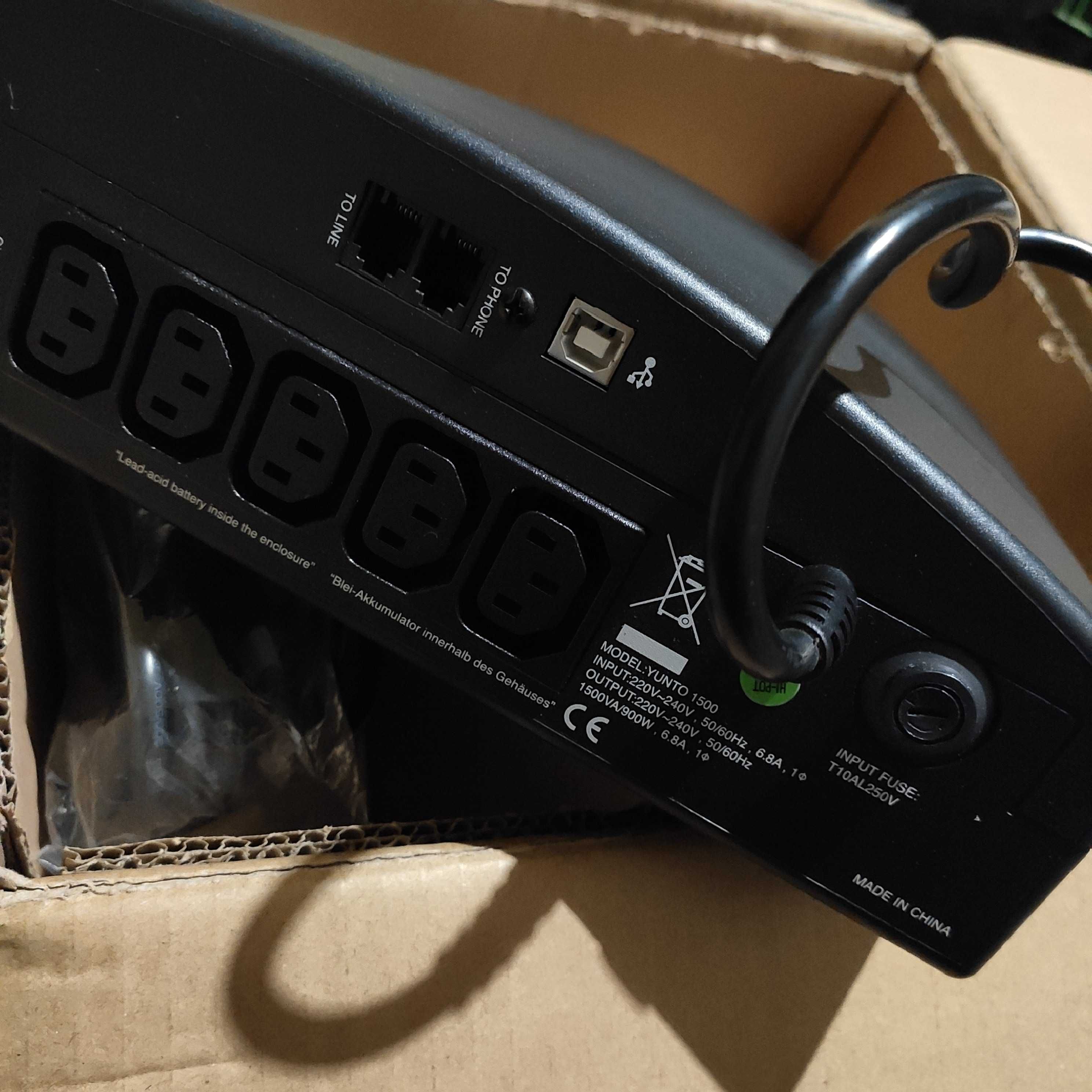 Zasilacz Awaryjny 900W UPS Online Yunto 1500 VA, Nowy, Wysyłka gratis