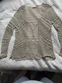 Sweterek szydeklowy, rozmiar M, zawiązywany na sznureczki