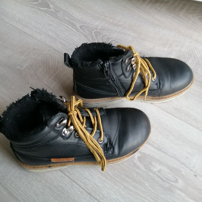 Chłopięce buty zimowe skórzane COOLCLUB, rozm. 32, czarne