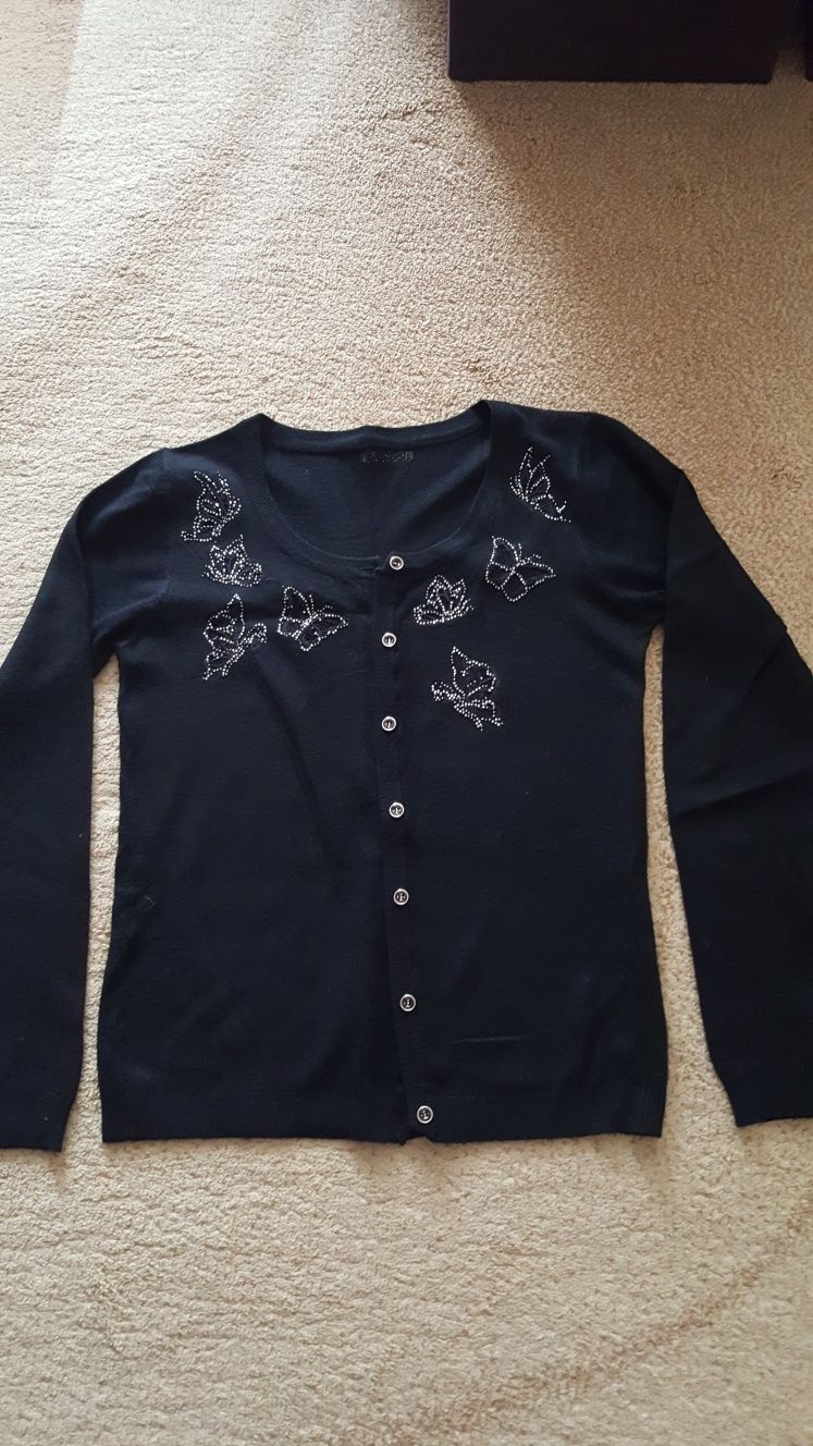 Czarny rozpinany sweter sweterek M/L