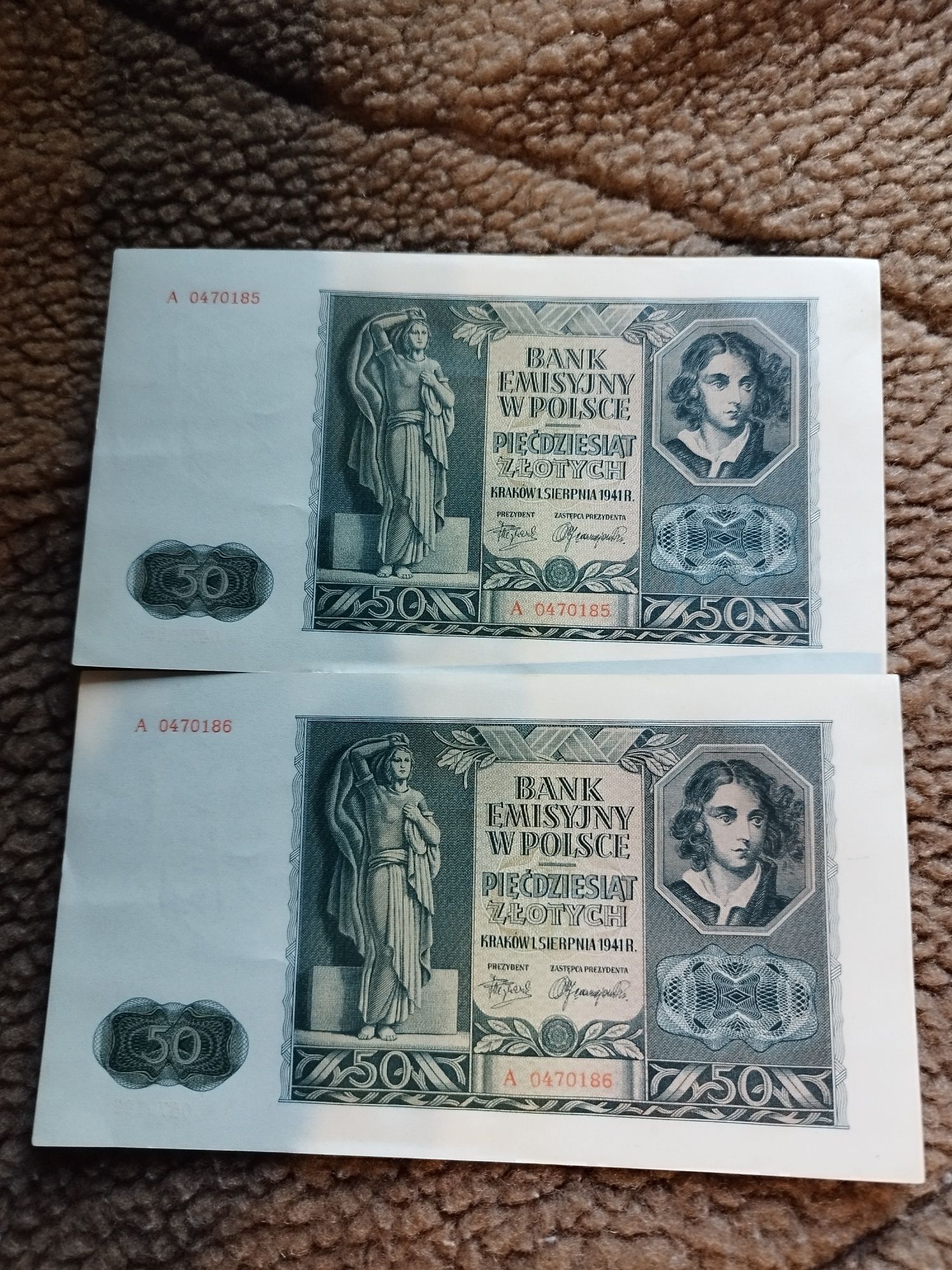 7-banknoty 50 zł 1941 seria A - 2szt