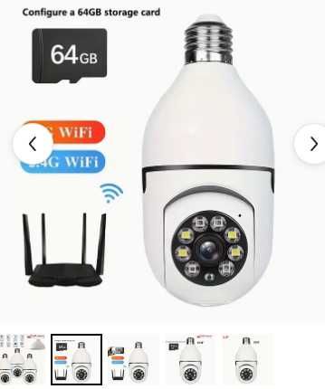 Câmera Bulbo E27 HD 5G De Banda Dupla WiFi 1080p