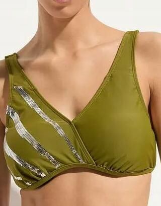 B.P.C biustonosz bikini zielony ze srebrnymi cekinami r.90B