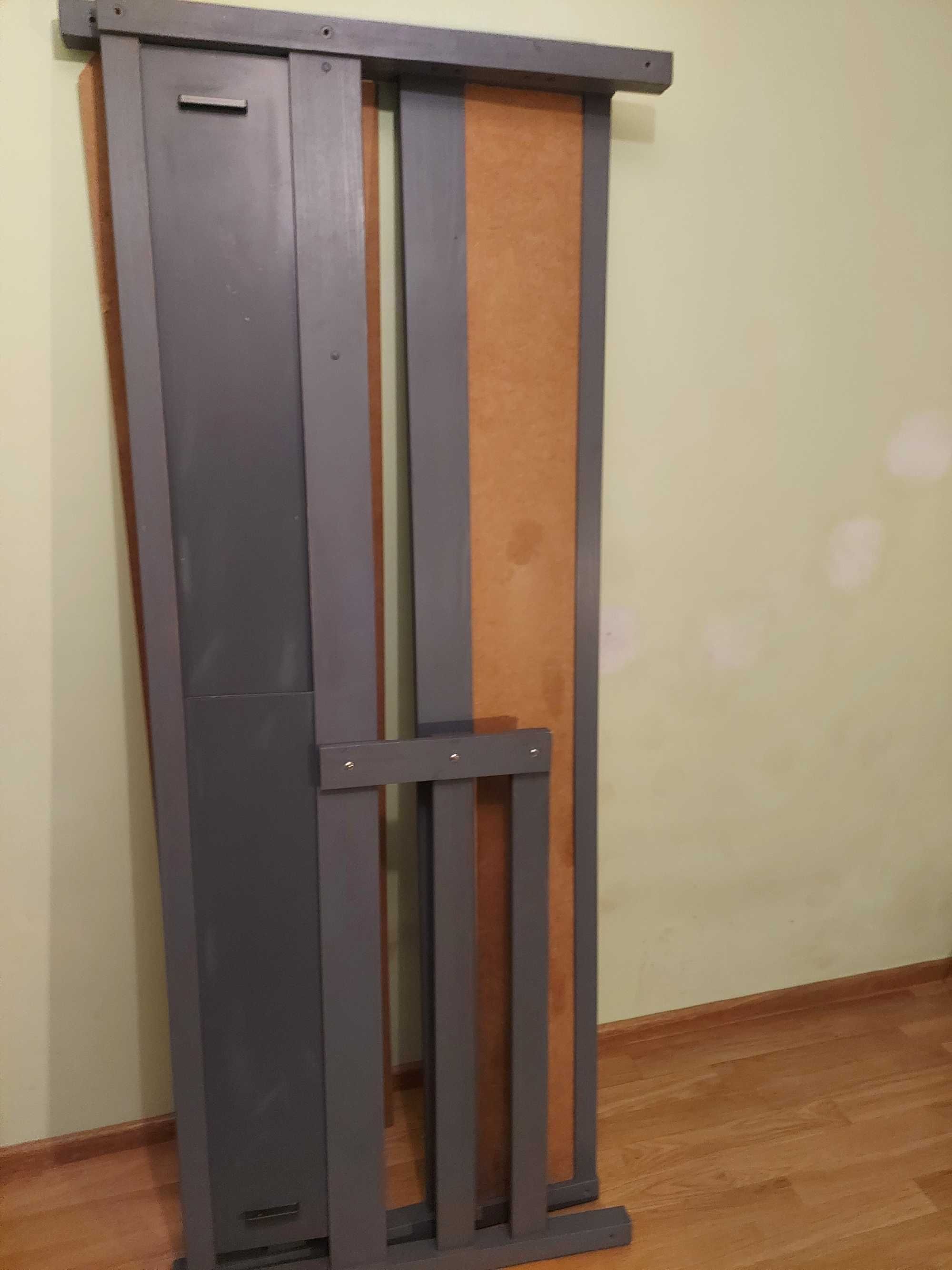 Łóżko dziecięce drzewniane kolor szary wymiary zewnętrzne 191x85,5x75