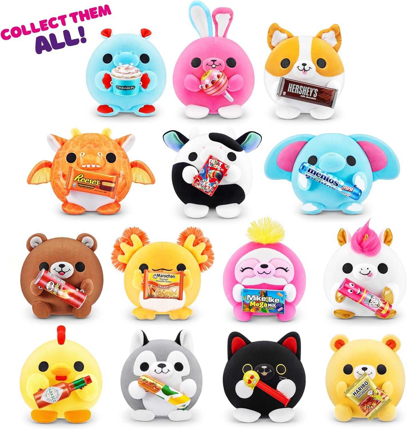 Snackles Mystery Plush 5 inch Squishy Comfort Plush Аксолотль с ремнем