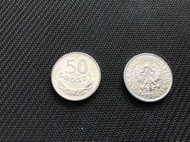 Monety 50 groszy, 1984r, aluminium, ze znakiem mennicy, PIĘKNE - 3 szt