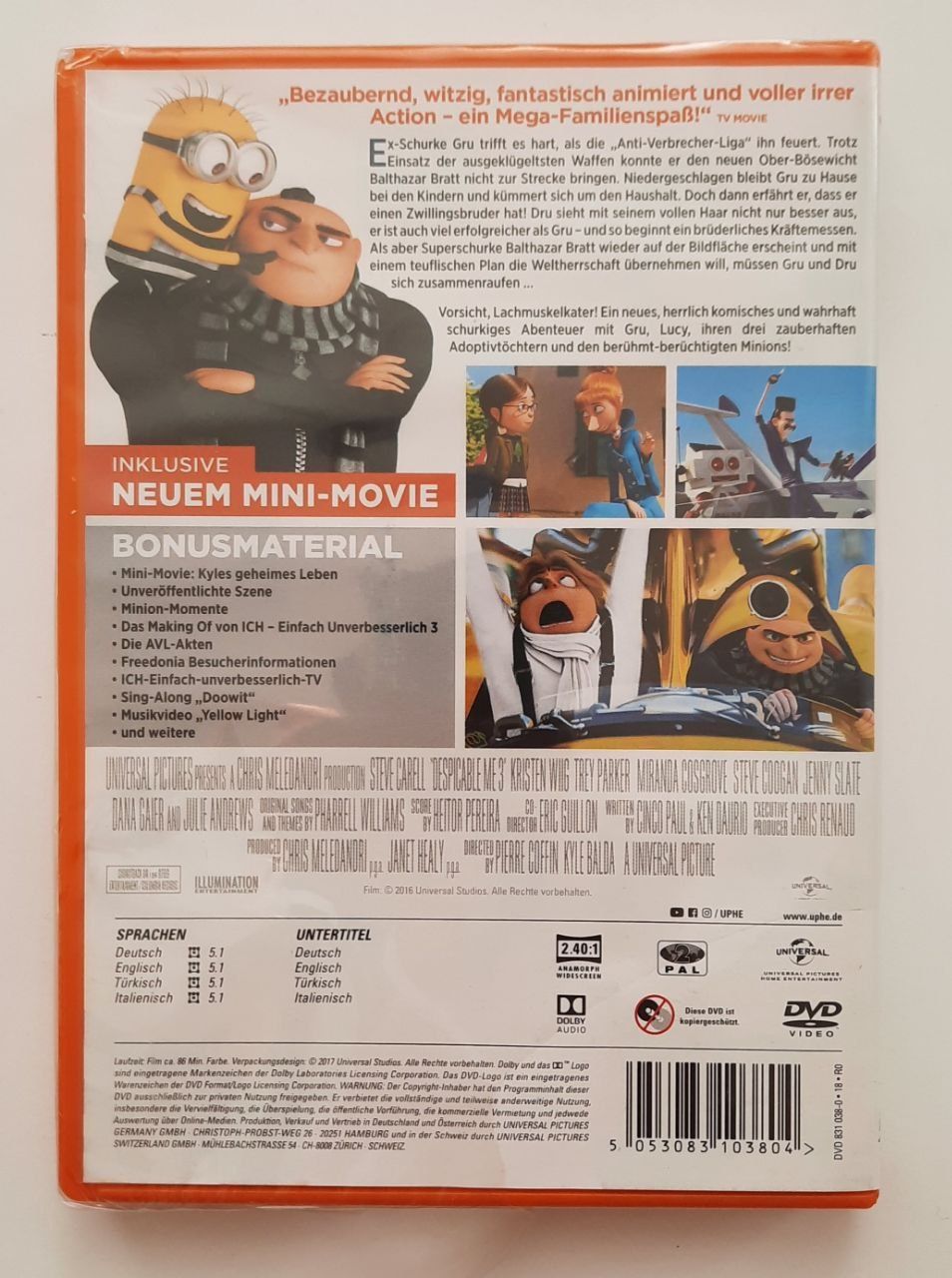 DVD Гадкий я 3 Нікчемний я 3 ICH Einfach Inverbesserlich 3 Міньйони