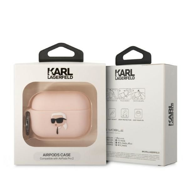 Etui na AirPods Pro 2 (2022/2023) Karl Lagerfeld Różowe - 3D Head