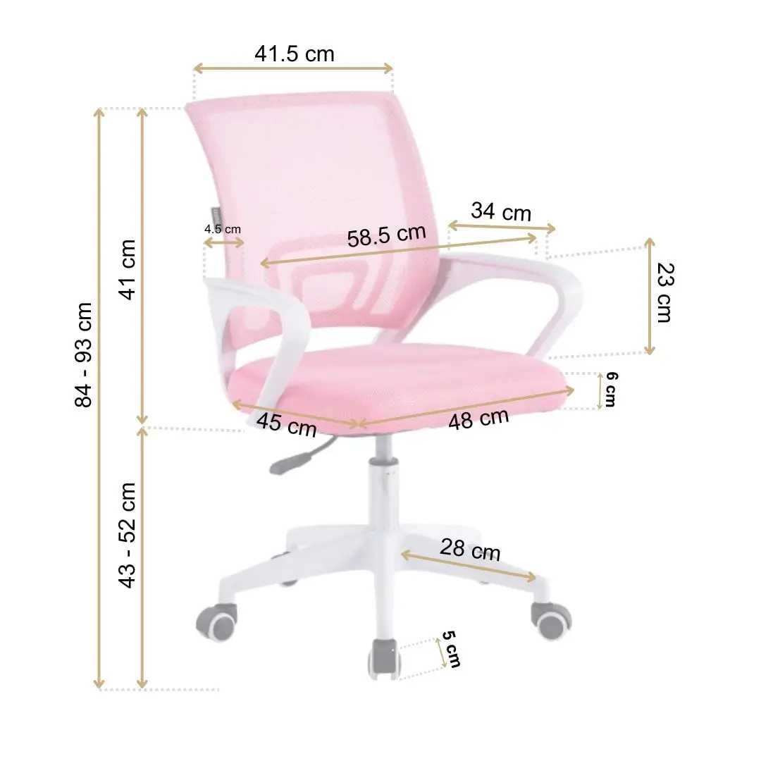 Кресло компьютерное детское для офиса Vertigo розовый стул на колесах