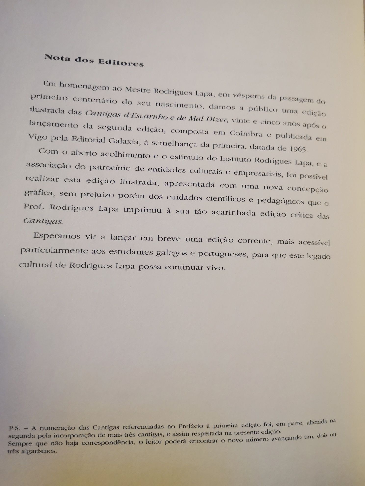 Cantigas D'Escarnho e de Mal Dizerde  Manuel Rodrigues Lapa - NOVO