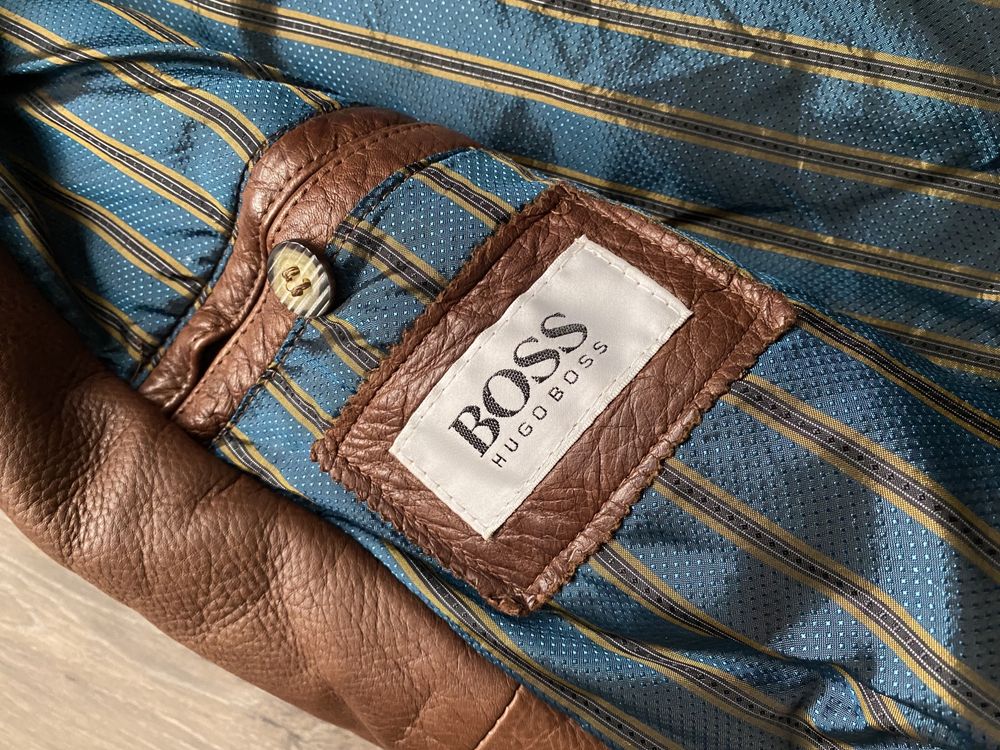 Куртка бомбер кожаная Hugo Boss Vintage Размер М