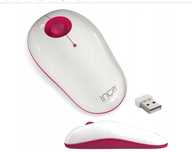 Myszka mysz bezprzewodowa optyczna USB 2.4 GHz 1600 DPI biała różowa