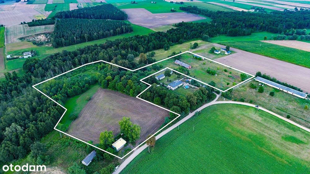 4,42ha-2 budynki z cegły -25 km do Płońska -las +cisza
