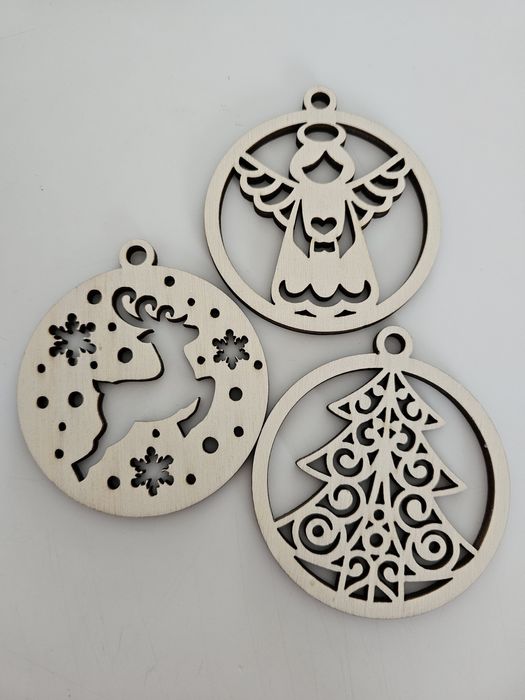 Bombki drewniane ze sklejki 7,5 cm – 20 szt. ozdoby świąteczne laser