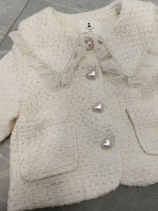 Комплект святковий піджак з комірцем і пишна фатинова сукня, 128-140