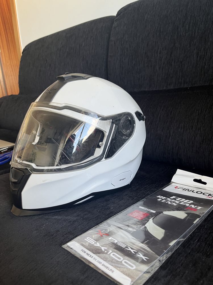 Vendo capacete integral Nexx branco + pin lock tamnho S