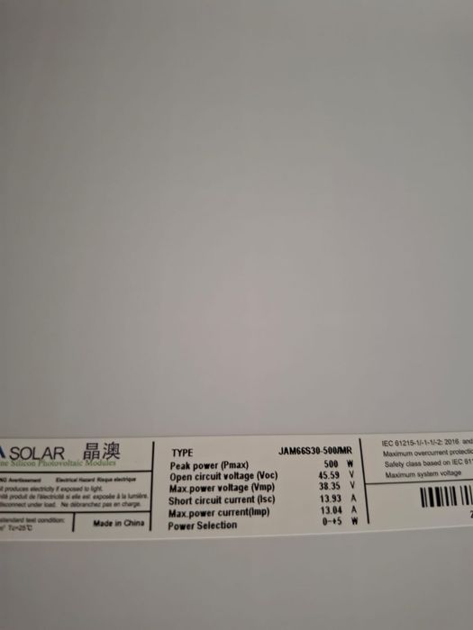 6 sztuk paneli 113/210 JAM66S30-500/MR