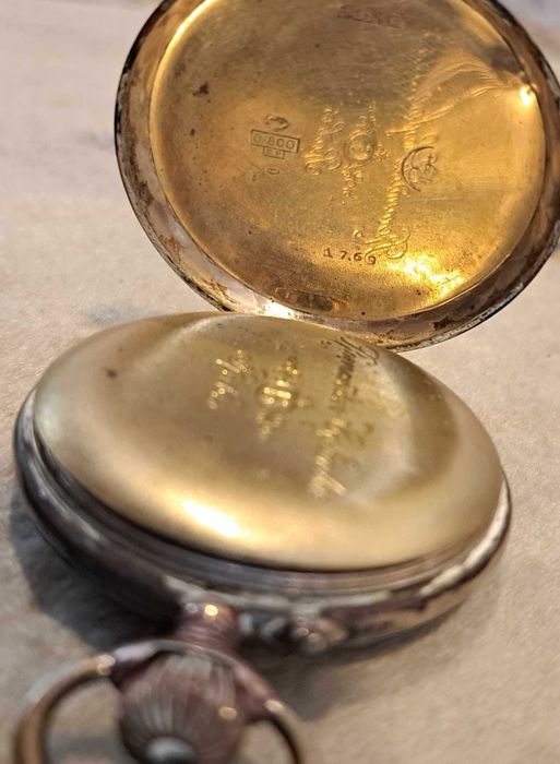 relógio de bolso de corda em prata Remontoir Cylindre 6 Rubis