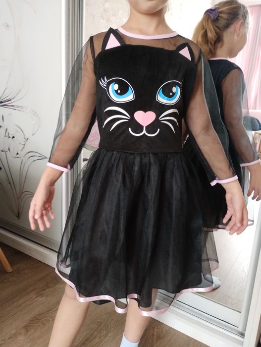 Платье Черная кошка Хэллоуин Hellowween р. 128-140 7-9 лет