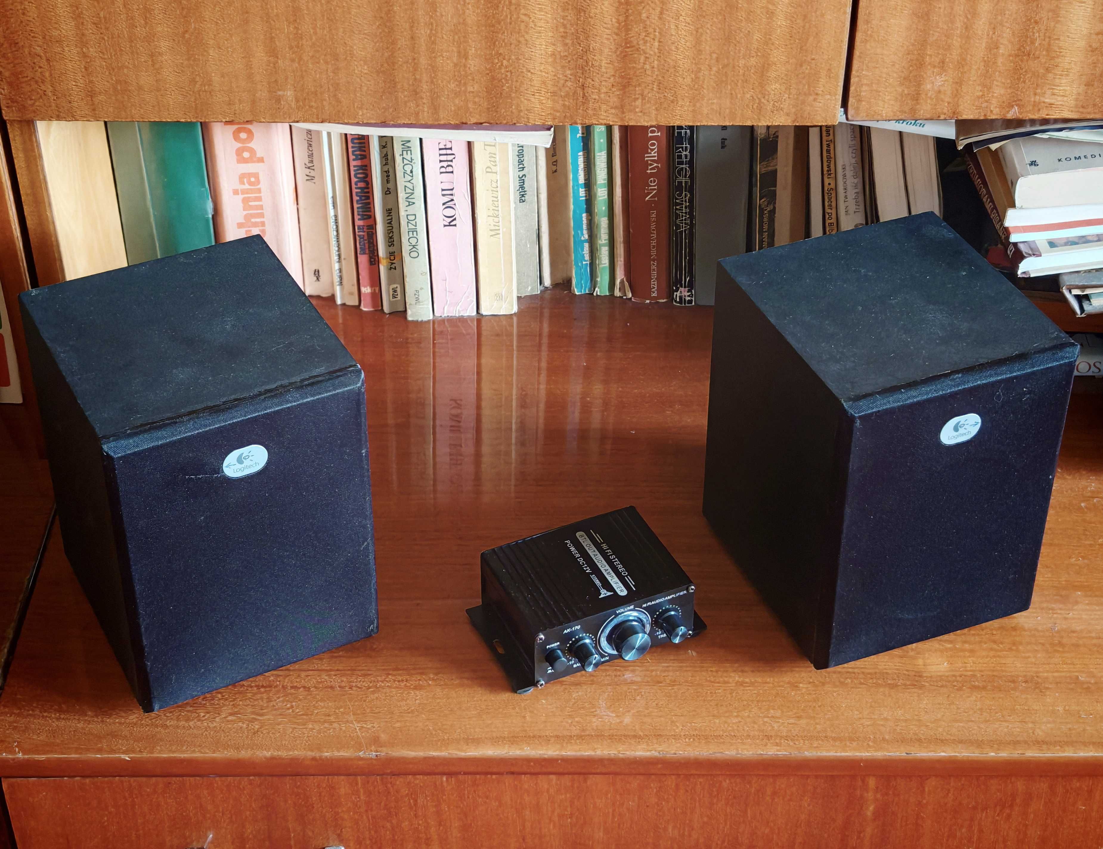 Głośniki i mini wzmacniacz 2x10W