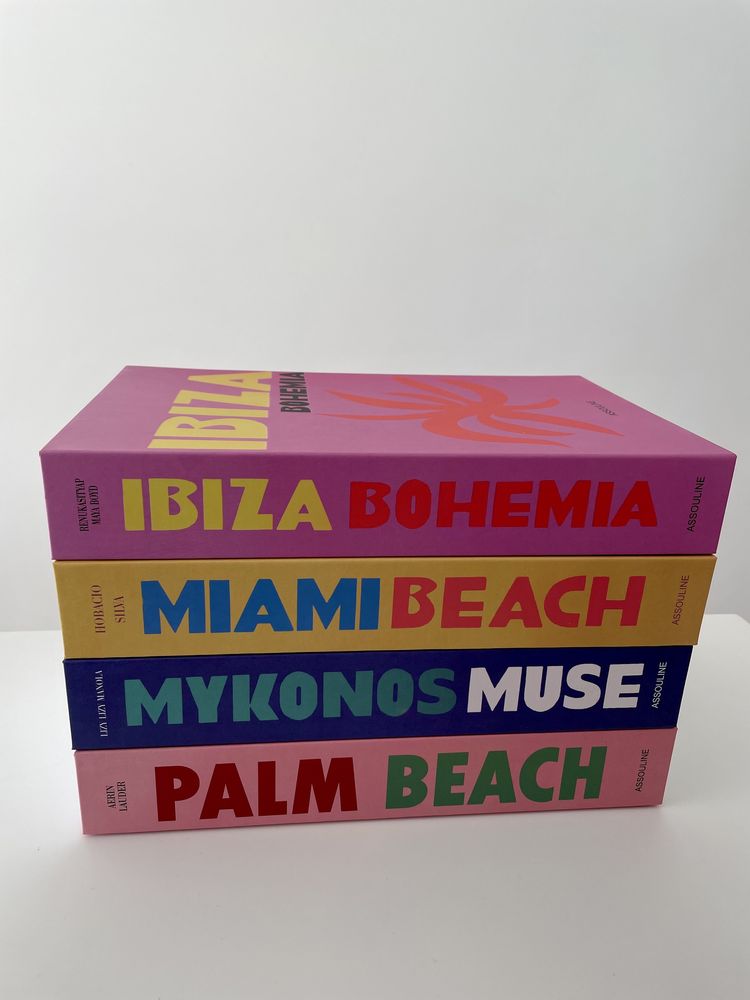 Livros lombadas decor caixa Assouline IBIZA MIAMI Mykonos Palm novos