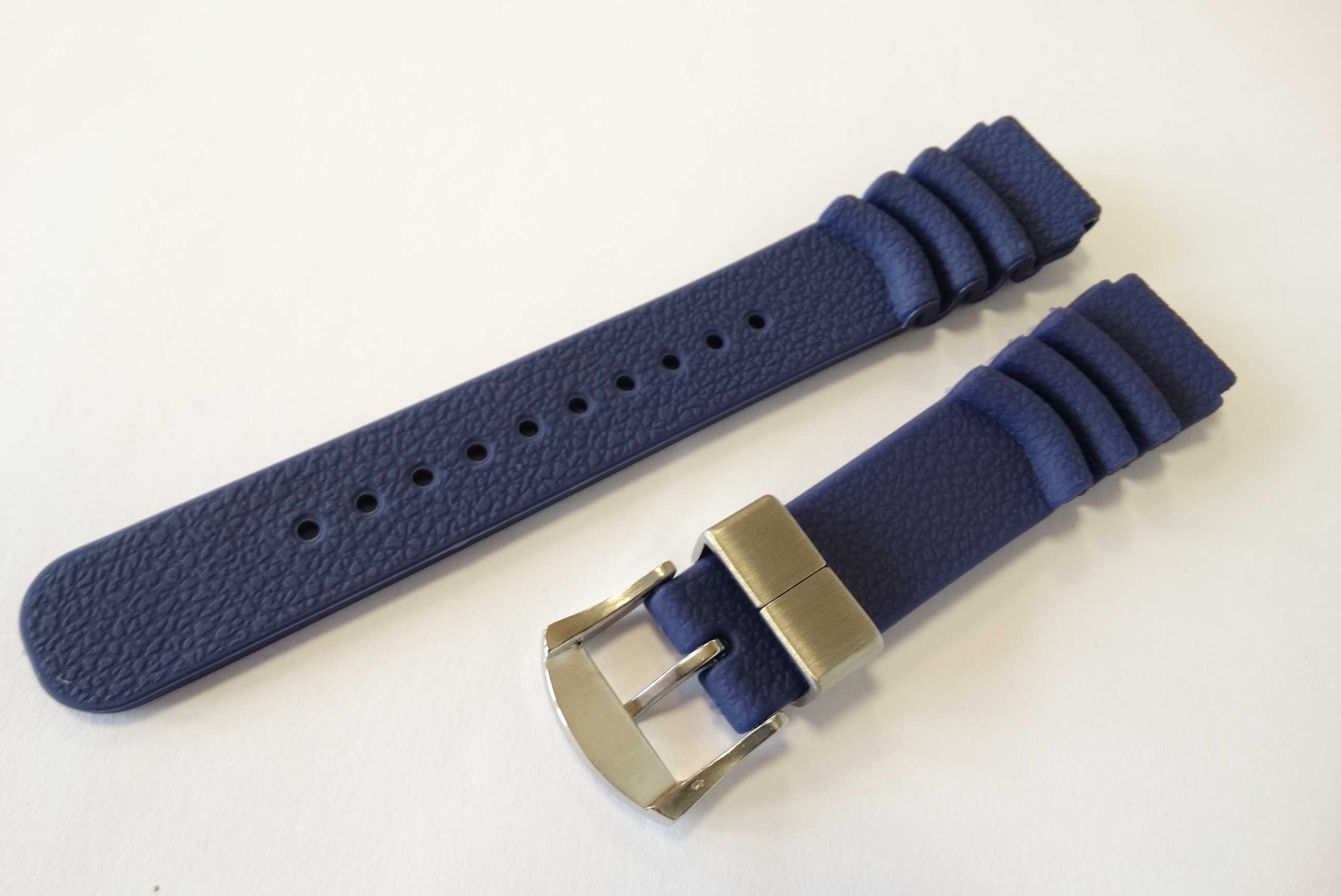 Granatowy pasek silikonowy do zegarka Seiko szerokość 22mm gumowy