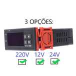 Controlador de temp. digital aquecimento refrigeração 220v - 12v - 24v
