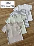 4 bluzki na krótki rękaw H&M rozmiar 92 dinozaur miś paski