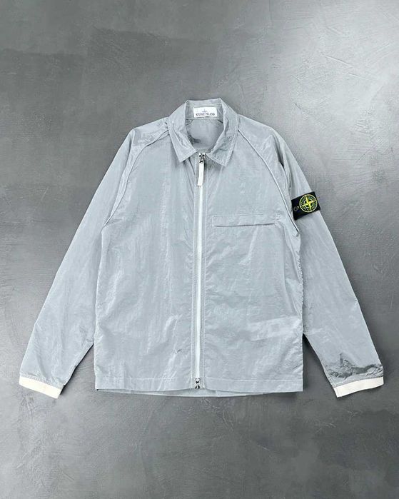 Сорочка STONE ISLAND 12321 Garment-Dyed Nylon Metal Overshirt Ice