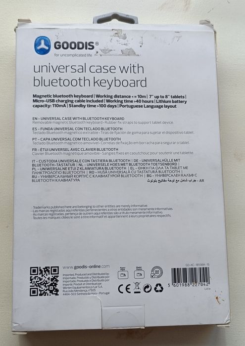 Capa com teclado para tablet de 7 polegadas ou 8 polegadas