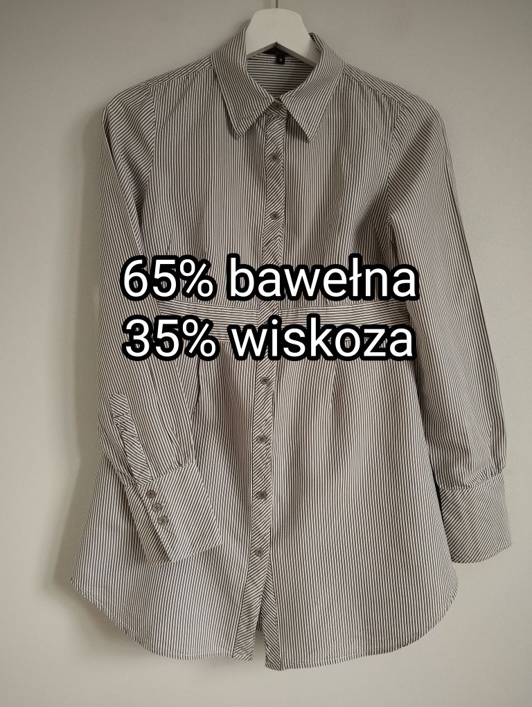 Bawełniana koszula w szare prążki r. 38 Hallhuber