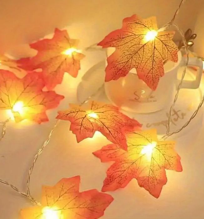 Girlanda Świetlna Liście Klonu 3M 20x LED Dekoracja Jesienna