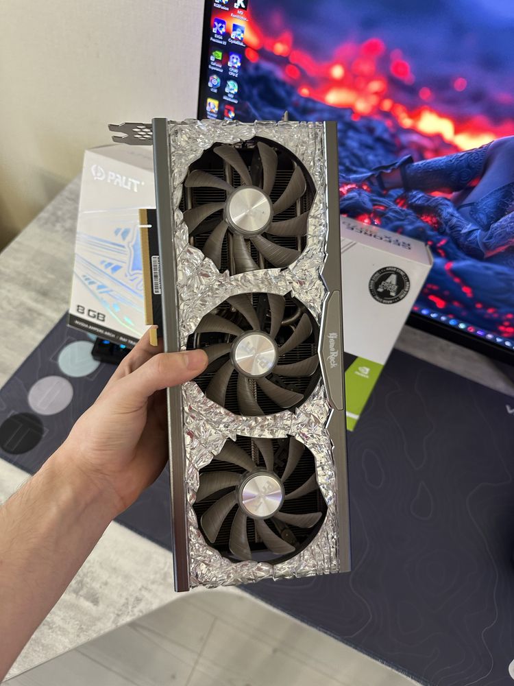 Видеокарта RTX3070ti LHR на гарантии Palit GameRock