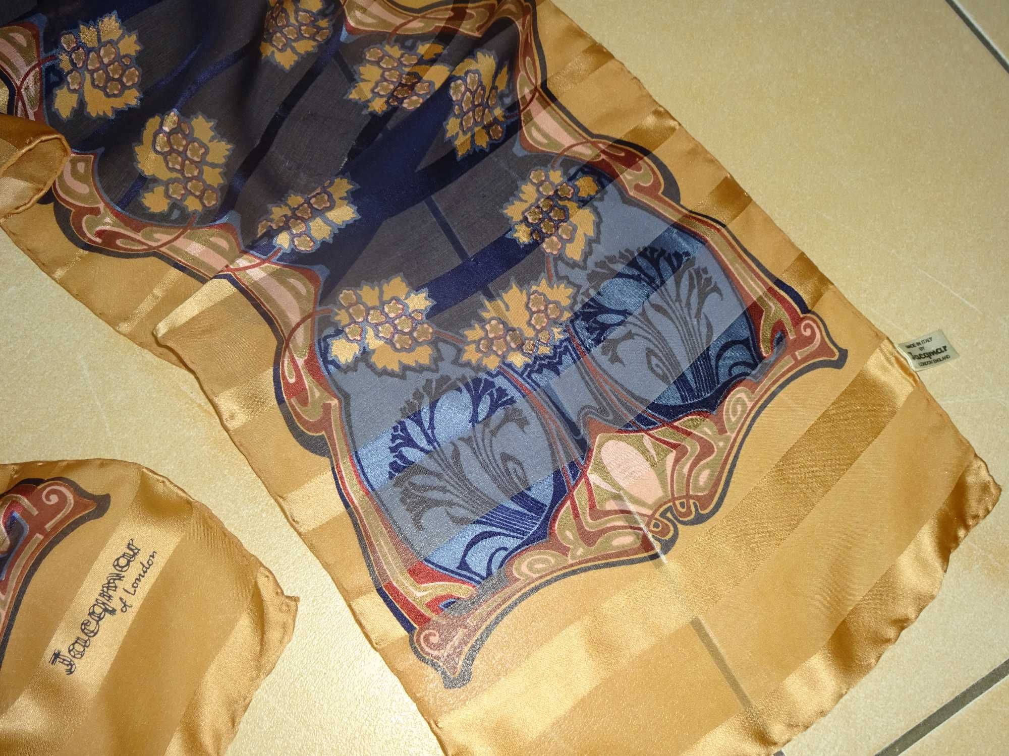 JACQMAR of London 100% SILK jedwabny rolowany szal szalik apaszka
