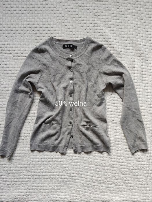 Szary wełniany kardigan S Nord wełna