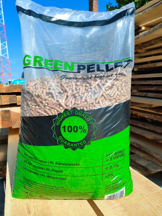 Pellet drzewny GREEN, Wood pellet, Husky, Pelleton wysoka jakość A1