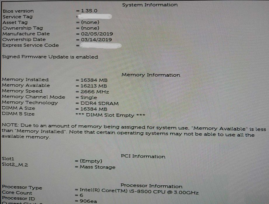 Dell AIO Optiplex 7460 i5-8500 NVIDIA GTX1050 4GB 1TB SSD 16MB