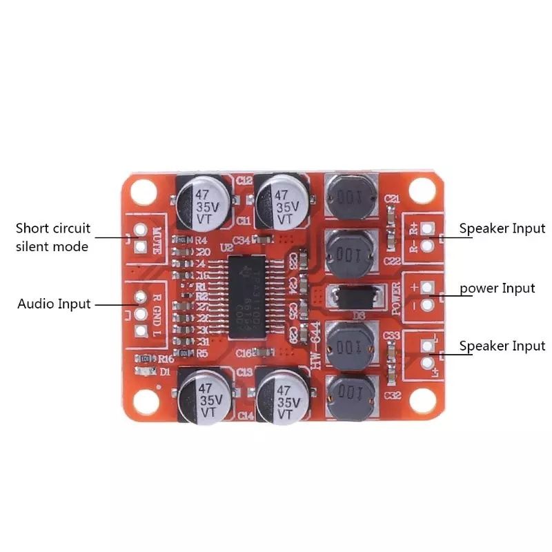 Усилитель звука TPA3110. Аудио  стерео. Мощности звука. DC 8-24V 2X15W