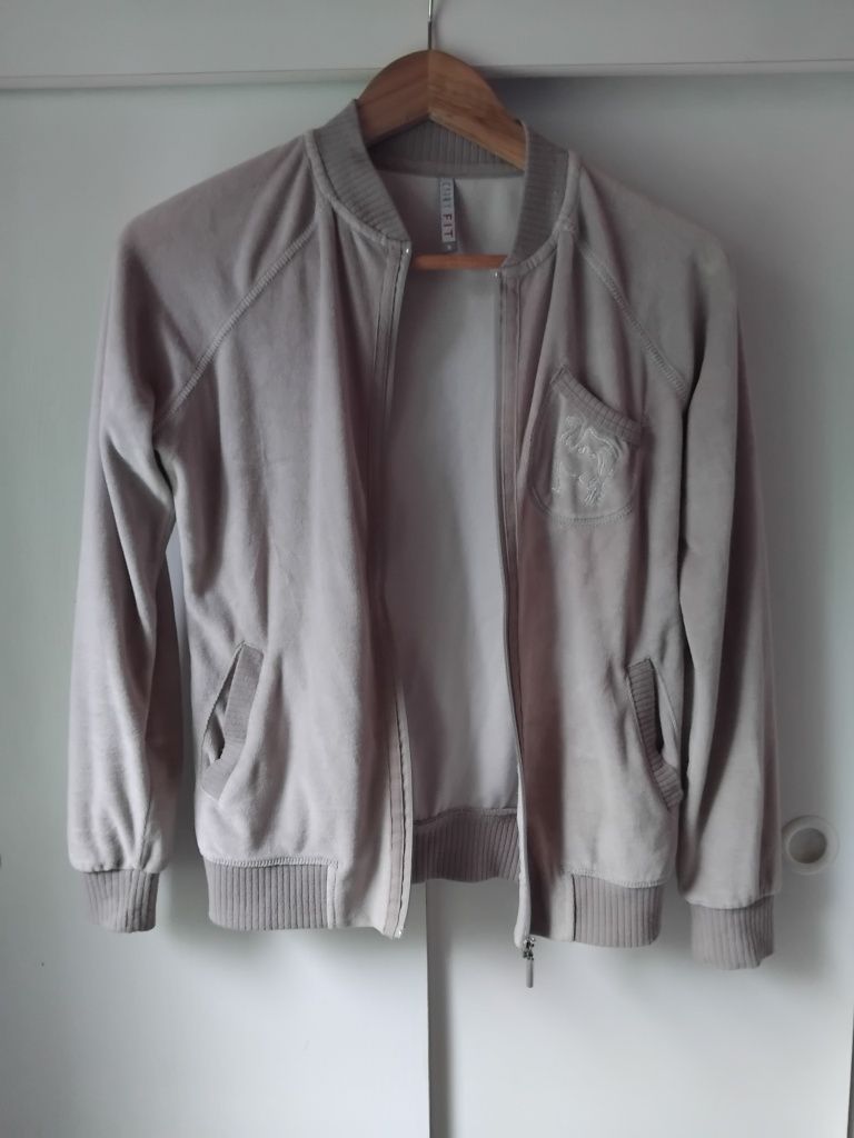 Bluza welurowa zapinana na suwak