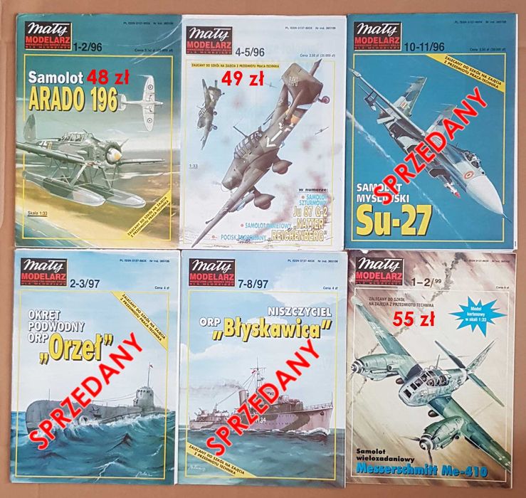 Pakiet 8 wybranych numerów Małego Modelarza z lat '96-'00