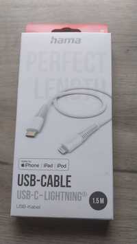 Kabel USB typ C - Apple Lightning Hama 1,5 m biały