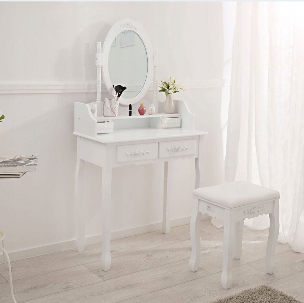 Piękna toaletka z lustrem 40x75x147 biała NOWA