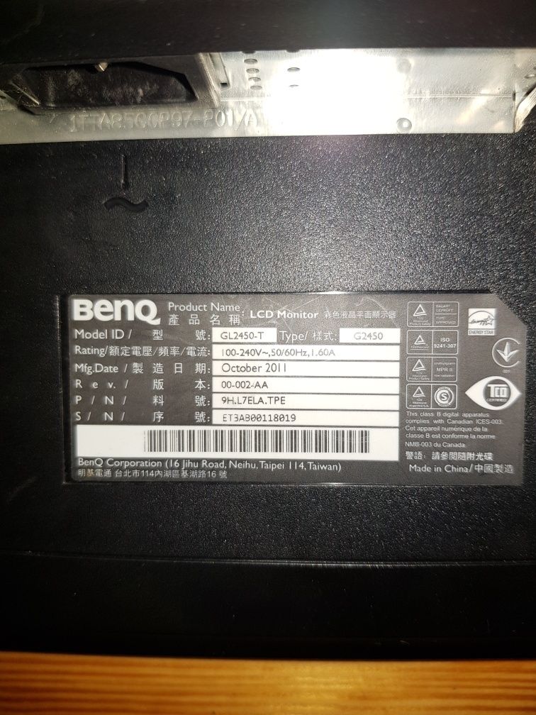 Monitor Benq GL2450-T 60hz