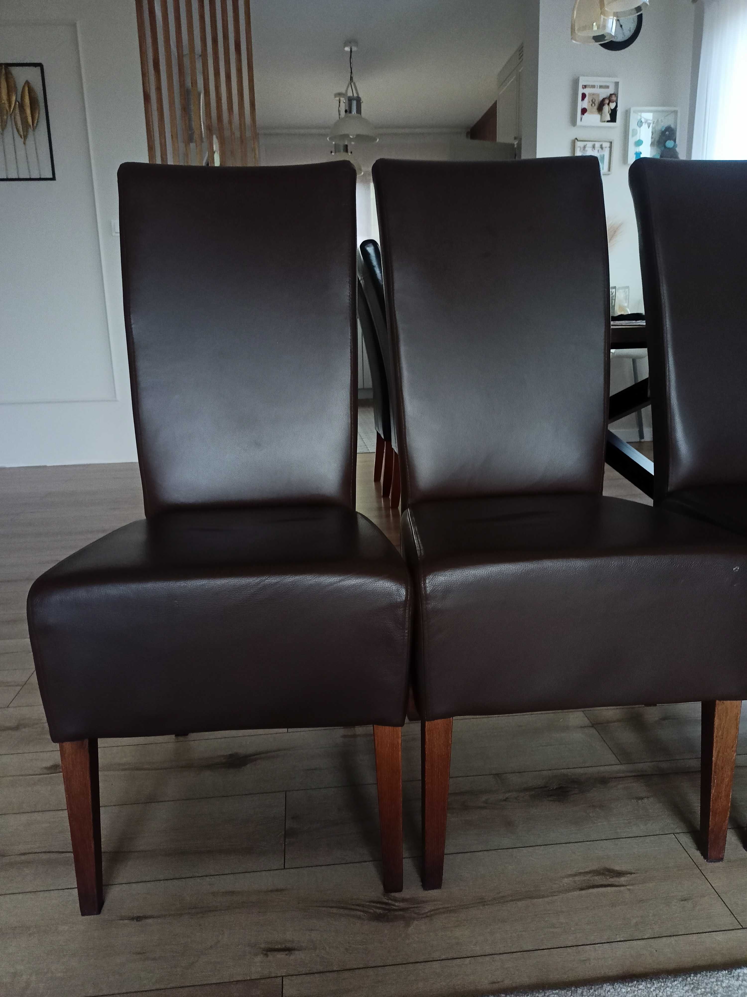 Krzesła skórzane brązowe 4 sztuki